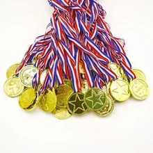 10pcs Gold Star Medal Trophy Set, Small Honor Awards For Kids, Party Favors - Multicolor - View 3