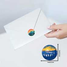 500 piezas/rollo Pegatinas de pareja al atardecer 1 pulgada Regalo de verano Embalaje DIY Pegatinas de sellado Adecuadas para estudiantes Etiquetas autoadhesivas PVC Decoración de fundas de teléfono - Multicolor - Ver 2