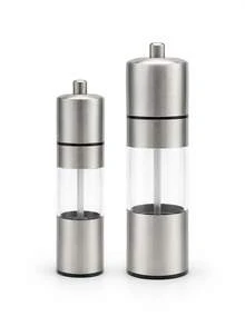 1Pc Manual Stainless Steel Salt Pepper Grinder, Refillable Kitchen Spice Mill With Clear Spice Container, Brushed Metal Seasoning Tool For Home, Restaurant, Wedding And Party - Silver - View 8