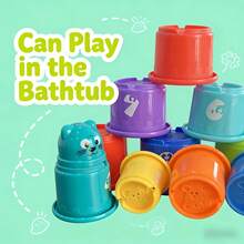 9pcs/Set Funny New Round Stacking Cups, Animal, Number And Fruit Multi-Pattern Design, Suitable For Bathing, Beach And Water Games. Ideal Gift For Holidays And Birthdays. - Multicolor - View 10