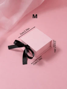 1pc Women's Travel Portable Flip Cover Jewelry Box, Square Ribbon Gift Box For Rings, Watches, Necklaces, Earrings Storage Valentine Day Back To School - Multicolor - View 15