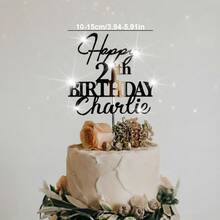 Personalized Birthday Cake Decoration Plaque With Name, Gold Acrylic Mirror Cake Topper, Happy 30th/40th/50th Birthday - F-first Birthday Cake Tag - View 16