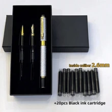 Bộ quà tặng 3 bút máy vòi kim loại - Ba cỡ ngòi 0.38mm/0.5mm/1.0mm, kèm 20 túi mực đen thay thế, viết trơn tru không bị ngắt quãng, mực ra đều, thích hợp cho văn phòng, học tập và các dịp kinh doanh, một món quà tuyệt vời. - Bộ - Xem 3