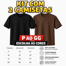 Kit 2 Camisetas Masculina Manga Curta 100% algodão Malha Premium Boston Good Vibes - Preto/Marrom - Visão 3