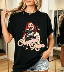 Chappell Roans Women's T-Shirt With Singer Stars Print, 100% Cotton, Pop - Black - View 1