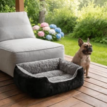 Thick Plush Pet Bed Sofa, Warm In Winter And Universal Throughout The Year. Suitable For Dogs And Cats For A Comfortable And Warm Sleep. It Has A Non-Slip Rectangular Design - 灰色 - 查看 5