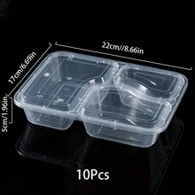 10/20/50pcs Kotak Makan Siang Bento Plastik Sekali Pakai 3 Kompartemen 30oz dengan Tutup, Aman untuk Microwave, Freezer, Dapat Ditumpuk, Grosir - MultiWarna - View 15