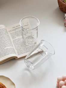 Tazza in vetro minimalista, tazza per colazione, tazza per latte, tazza d'acqua resistente al calore per ufficio, tazza da tè, tazza per bevande fredde - Una Coppa Inglese-Open - Visualizzare 5