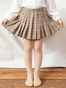 1 pezzo Collant classici per bambini, di colore unito, morbidi, confortevoli, traspiranti, adatti per la moda casual, sport, danza, ideali per uso quotidiano o come regalo per le vacanze - Beige - Visualizzare 2