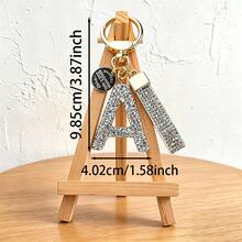 Llavero con letra de diamantes completos, llavero de coche de lujo, accesorio de bolso de cristal personalizado - Llavero con letra de diamantes de imitación - Ver 4