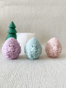 Nuevo molde de silicona para velas en forma de huevo de conejo 3D, molde artesanal de cera o yeso para huevos de Pascua con forma de conejo - A-blanco - Ver 1