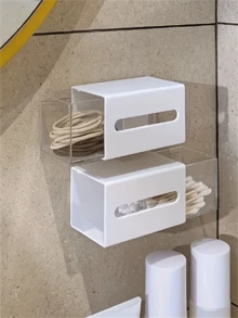 1/2/3pcs Wall-Mounted Storage Box, Multi-Functional Small Item Organizer, Bathroom Wall Shelf, Dorm/Office Storage Drawer, White Bathroom Accessories Bathroom Tools Bathroom - White - View 13
