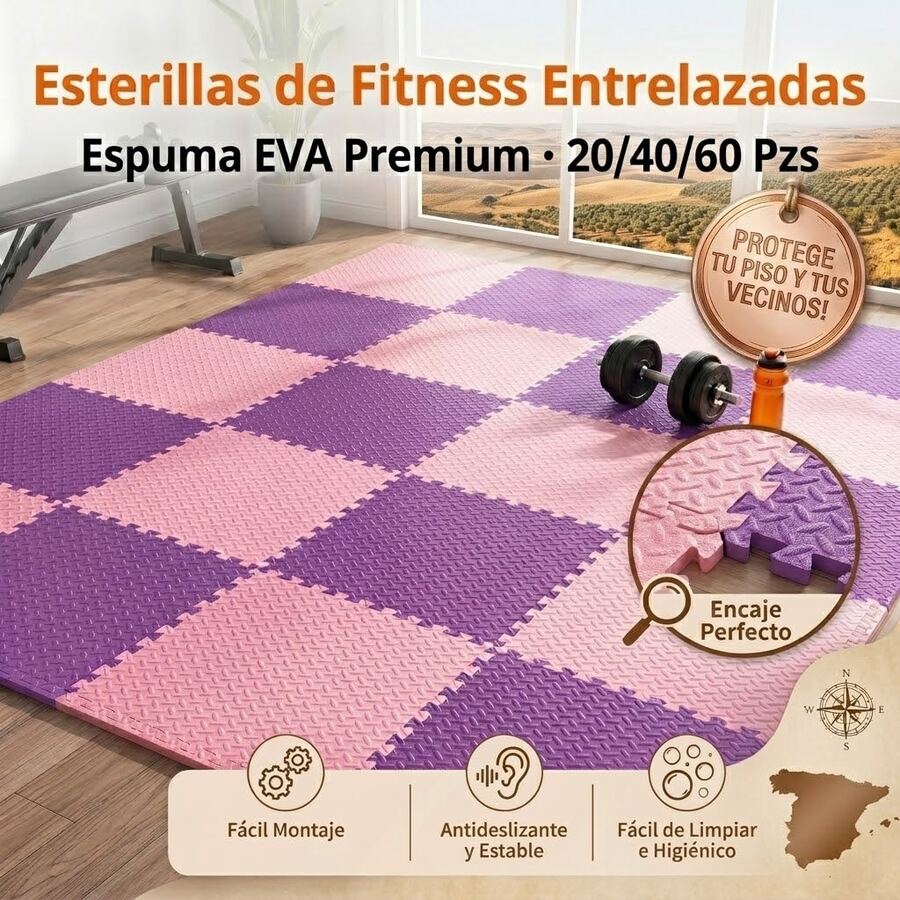 20/40 pezzi/confezione da 60 tappetini in schiuma EVA ad alta densità, viola con pannelli in schiuma ad incastro – antiscivolo, resistenti e confortevoli, ideali per pavimenti di palestre, tapis roulant, tatami, sale pesi, tappetini di protezione per pavimenti, garage, soggiorni, pavimenti rimovibili per piscine e Pilates, nonché per molte altre applicazioni – pavimentazione fitness versatile con aderenza migliorata. - rosa-violaceo - Visualizzare 1