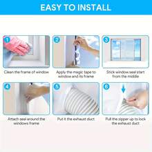 Strip Segel Pintu Layar Berresleting untuk AC Portabel dan Pengering Pakaian - Kompatibel dengan Pintu Geser AC Portabel Seri Pintu Dorong-Tarik Berresleting - Putih - View 5