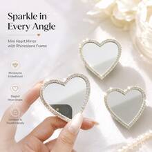 Luxury Rhinestone Heart Mirror Phone Grip Sticker, Self-Adhesive Phone Case Accessory, Cute Bling Mirror Phone Holder, Creative DIY Mobile Phone Decoration For IPhone & Android, Fashion Gift For Women Girls - Multicolor - View 3