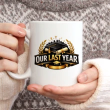 1/5pcs Tasse en céramique commémorative de remise des diplômes 11oz "Notre dernière année", tasse à café imprimée avec motif de chapeau de diplômé et diplôme, souvenir de diplômé du lycée/université, cadeau original, tasse à boire légère pour usage quotidien - Remise des diplômes 3 - Voir 2