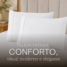Jogo de Cama Solteiro 40 Fios Premium Lençol com Elástico + Fronha Elegante Ponto Palito - Palha - Visão 4