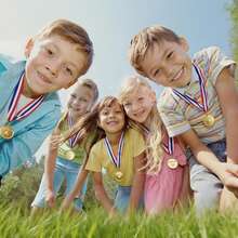 10pcs Gold Star Medal Trophy Set, Small Honor Awards For Kids, Party Favors - Multicolor - View 5
