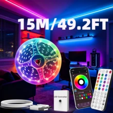 44-Tasten Fernbedienung & App-Steuerung USB RGB LED Streulichter, 3-100ft, Musiksynchronisation, Mikrofonmodus, Timer, DIY-Modus, einstellbare Helligkeit, Schlafzimmer, Wohnzimmer, Kleiderschrank, Gaming-Zimmer, Party, Feiertagsgeschenk, Laden-Dekorationslicht - 3535RGB - Übersicht 10