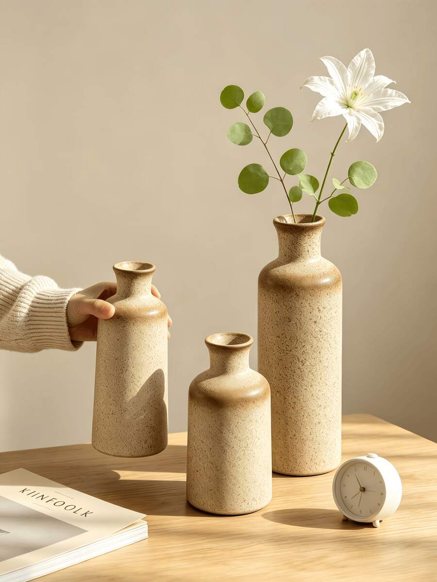 極簡主義陶瓷花瓶、復古斑點陶瓷花瓶、波希米亞風格家居裝飾,適合客廳桌面中心裝飾 - 多款1 - 查看 1