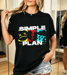 Simple Plan Women's T-Shirt 100% Cotton Pop Punk Colorful Casual - Black - View 1