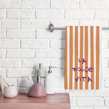 2pcs Minimalist Striped Italian Blessing Text Pattern Kitchen Towels, 40*60cm Soft Microfiber Material Tea Towels, Suitable For Home Kitchen Restaurant Outdoor Camping Tabletop Cleaning Dishcloth Hand Towel Accessories Holiday Gift - Multicolor - View 9