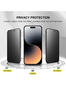 Yezodawee Matte Anti-Peeping Tempered Glass Screen Protector, Privacy Protection, Full Coverage, Anti-Fingerprint, Anti-Drop, Anti-Scratch, Privacy Protection, Delicate Touch, Compatible With IPhone 18 Pro Max/18 Pro/17 Pro Max/17 Pro/17 Air/17/16 Pro Max/16 Pro/16 Plus/16/15 Pro Max/14 Pro Max/13 Mini/12/11/XS MAX/XR/8+/7 Plus Series - Black - View 3