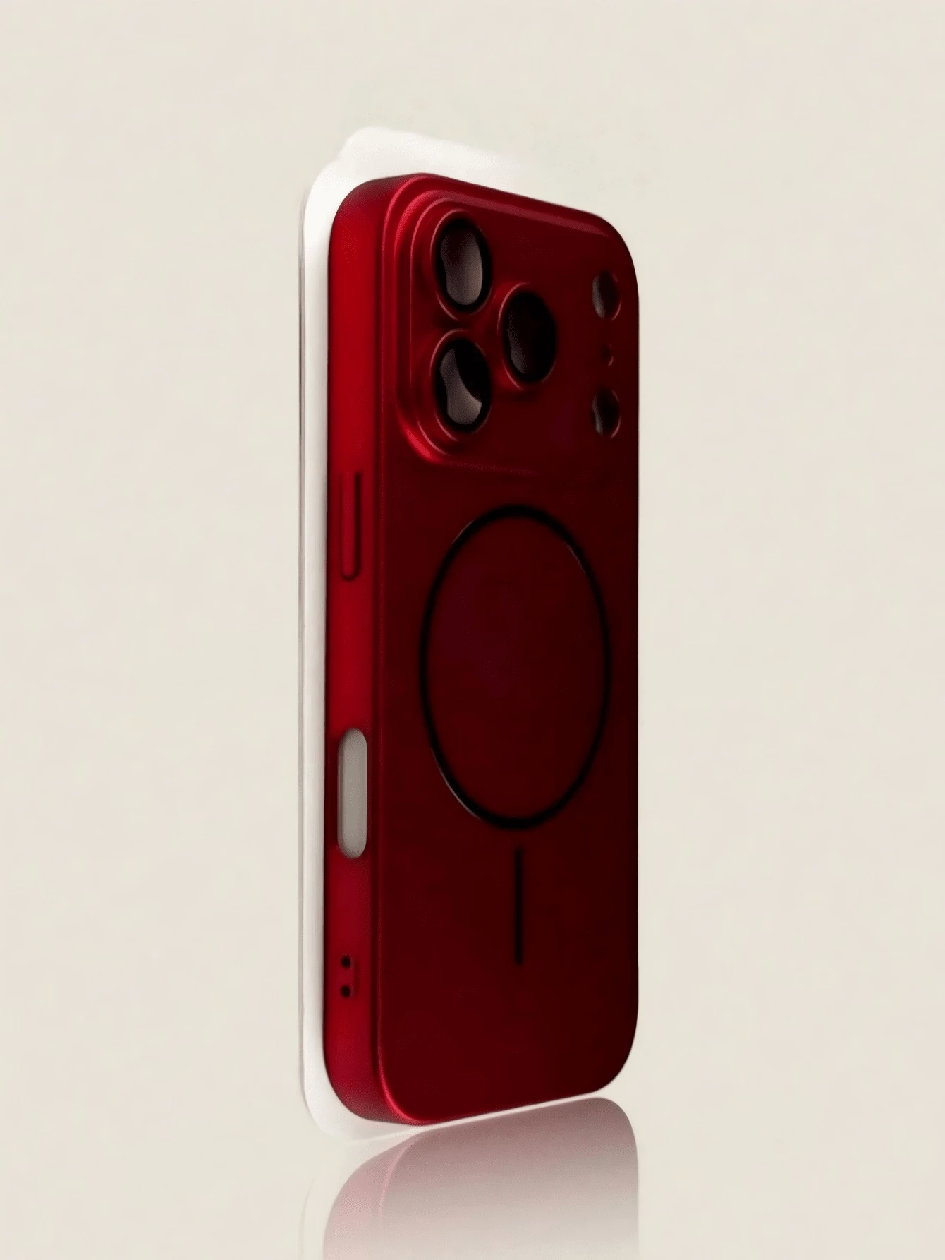 1pc Luxury Metal Paint Camera Protection Electroplated Matte Magnetic Texture Phone Case, Suitable For IPhone 17 Pro Max Air 16 15 14 13 12 Pro Max Plus Wireless Charging - Red - View 1