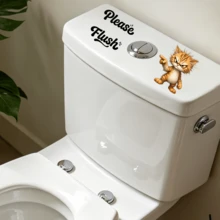 1/3pcs Funny Toilet Stickers Angry Cat Please Flush Design Waterproof Removable PVC Decals Suitable For Bathroom Restroom Toilet Tank Home Decor Wall Art Sign - Toilet Stickers - View 7