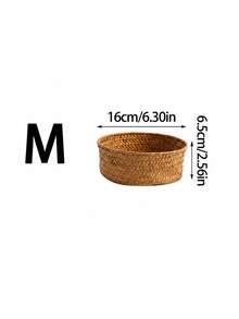 编织储物篮，圆形，适用于厨房大蒜和生姜、门厅桌面收纳 - 彩色 - 查看 11