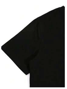 Conjunto de 3 piezas de top corto ajustado para mujer, con estampado floral de mariposas, de manga corta y cuello redondo, sencillo y elegante, ideal para salir. - Negro - Ver 4