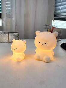 1pc Cute Bear Night Light, Battery Powered Table Lamp Bedside Light, Suitable For Bedroom, Living Room, Exquisite Desktop Decor, Thoughtful Surprise Gift For Girlfriend, Family, Classmates And Friends, Mother's Day Gift, Birthday Gift - Cute Little Bear - View 7