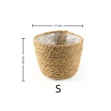 1件手工編織藤編花盆套，圓形波希米亞風花盆含塑膠內襯，室內植物藤編籃，防水輕量花盆，適用於室內/室外植物、仙人掌、多肉植物，小至中型居家園藝裝飾、房間裝飾與家居裝飾 - A - 查看 16