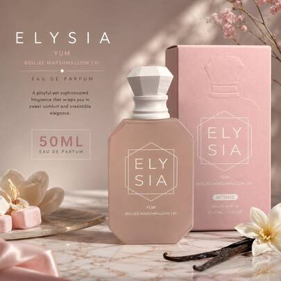 Lattafa ELYSIA Yum Boujee Marshmallow 81 50ML Eau De Parfum For Women Sweet Vanilla Marshmallow Soft Creamy Long Lasting Perfume