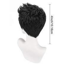 Men's 4-Inch Black Textured Short Layered Wig - Heat-Resistant High-Temperature Fiber, Comes With Wig Cap, Suitable For Daily Commute And Styling, Father's Day Gift - Black - View 3