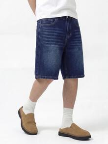 Men's Loose Casual Denim Shorts With Pockets Multi-Functional Summer Denim Shorts - Dark Wash - View 2