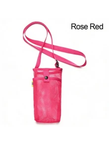 9 Colors Available, This Outdoor Portable Mesh Water Bottle Phone Crossbody Bag Is Made Of Breathable And Durable Nylon Mesh Fabric, With Adjustable Shoulder Strap And Snap Closure Design, Can Securely Hold Phone. Suitable For 500-750ml Water Bottles. - Multicolor - View 19