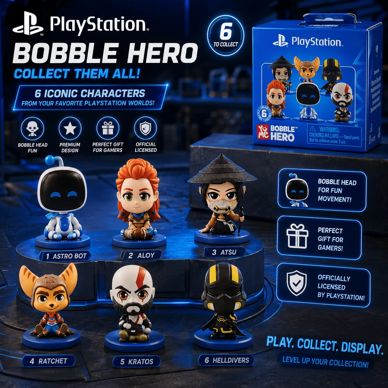 Sony Official PlayStation Mystery Box, Classic Console Controller Mini Figure, Retro Gaming Desk Ornament For Teens Adults, Aesthetic Gamer Room Decor, Collectible Acrylic Display Accent, Unique Birthday Holiday Gift For Video Game Fans - Blue - View 1