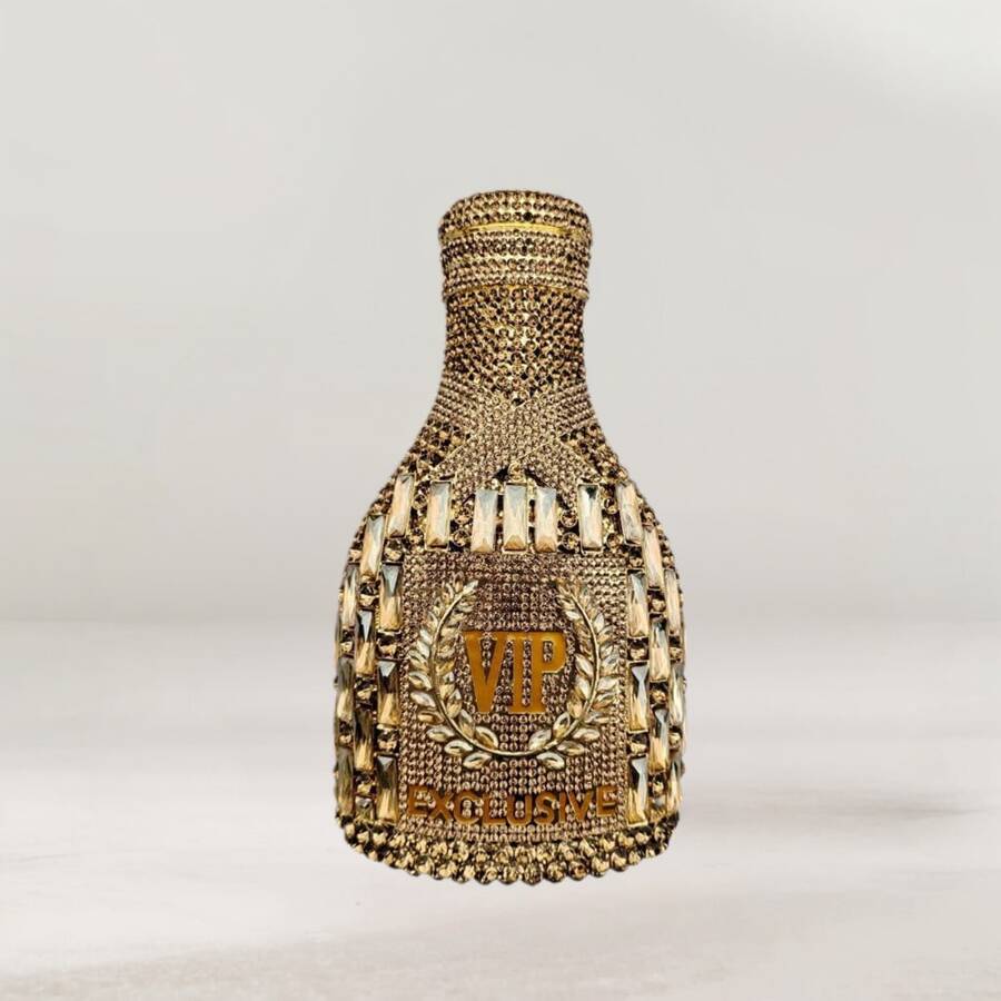 Glitter Women Champagne Bottle Evening Clutch Crystal Purse Cocktail Rhinestone Shoulder Bag Prom Handbag - Vàng - Xem 1