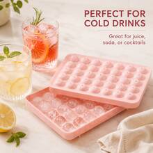 4pcs Pink Round Ice Cube Tray With Lid, 33 Grid Ice Ball Mold For Freezer, Easy Release Mini Ice Ball Maker For Summer Drinks, Parties, Home Kitchen And Refrigerator Storage - 粉色 - 查看 8