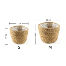 1件手工編織藤編花盆套，圓形波希米亞風花盆含塑膠內襯，室內植物藤編籃，防水輕量花盆，適用於室內/室外植物、仙人掌、多肉植物，小至中型居家園藝裝飾、房間裝飾與家居裝飾 - A - 查看 17