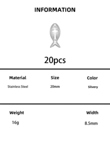 5PCS/10PCS/20PCS 簡約百搭鏤空十字魚造型吊墜，迷你魚十字DIY創意個性化吊飾，適用於項鍊、耳環與手鍊 - 鏤空型 - 查看 6