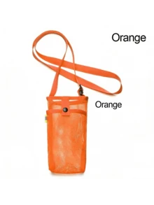 9 Colors Available, This Outdoor Portable Mesh Water Bottle Phone Crossbody Bag Is Made Of Breathable And Durable Nylon Mesh Fabric, With Adjustable Shoulder Strap And Snap Closure Design, Can Securely Hold Phone. Suitable For 500-750ml Water Bottles. - Multicolor - View 20