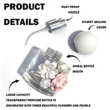 1pc Refillable Fine Mist Spray Bottle, Portable Reusable Glass Spray Bottle With Peony & Camellia + Pearl Design, Perfume Decanting Bottle, Cosmetic Replacement Bottle For Storing Perfume, Essential Oils, Liquid Cosmetics, Travel Essential, Holiday Gift - Multicolor - View 5