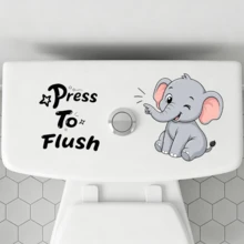 1/3pcs Cute Animal Elephant Cat Duck Press Flush Reminder Stickers, Waterproof Removable PVC Vinyl Stickers For Bathroom Toilet Tank Decoration - Cute Animal Toilet Stickers - View 11
