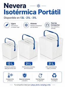 Caja isotérmica portátil blanca y ligera, con capacidad de 13 L/21 L/31 L, mantiene las bebidas calientes o frías, es fácil de transportar y una práctica nevera portátil para exteriores, ideal para familias, acampadas, picnics, etc.Caja isotérmica reforzada con asa, perfecta para viajes a la playa, pesca, acampada y conservación de alimentos y bebidas.Caja isotérmica para refrigeración en exteriores. - Blanco - Ver 10
