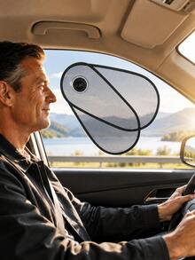 Parasol para ventana lateral de coche con ventosas, parasol de malla transpirable con protección UV para bebés y niños, cubierta de privacidad transparente antideslumbrante y bloqueadora de calor, plegable y de ajuste universal para la mayoría de coches y SUV, protección solar - A - Ver 7
