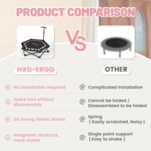 Hxd-ergo 42'' Foldable Mini Trampoline, Rebounder Trampoline With Adjustable Foam Handle, Max Load 400lbs, Suitable For Indoor And Outdoor/Garden/Gym Exercise - Pink - View 8