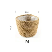1件手工編織藤編花盆套，圓形波希米亞風花盆含塑膠內襯，室內植物藤編籃，防水輕量花盆，適用於室內/室外植物、仙人掌、多肉植物，小至中型居家園藝裝飾、房間裝飾與家居裝飾 - A - 查看 14