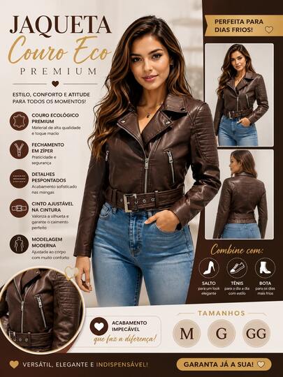 ✨ Jaqueta Feminina Couro  Premium ✨